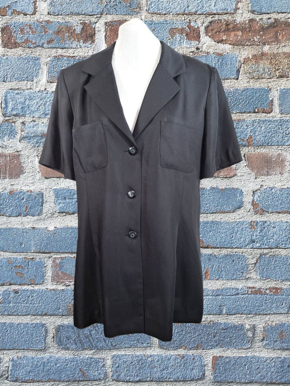 Giorgio Fiorlini Plus Collection Top Tie Back Button Front Black Top Size XXL